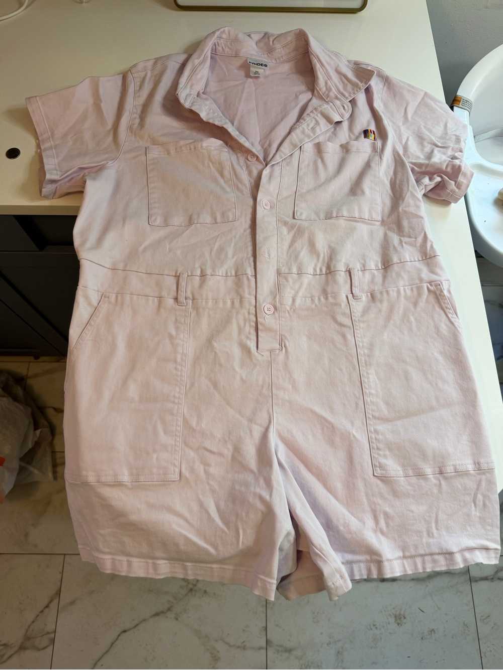 Pride Light Pink Short Sleeve Utility Romper